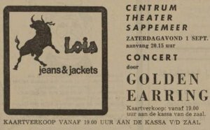Golden Earring show ad September 01, 1973 Sappemeer